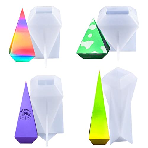 Voyyphixa 4 Stück Pyramide Silikonformen Epoxidharz Harz Gießen Kegelwürfel Pyramide Harzformen Prismen Epoxidharz Form für Schmuck Silikon Form Kegelform Gussformen für DIY Handwerk von Voyyphixa