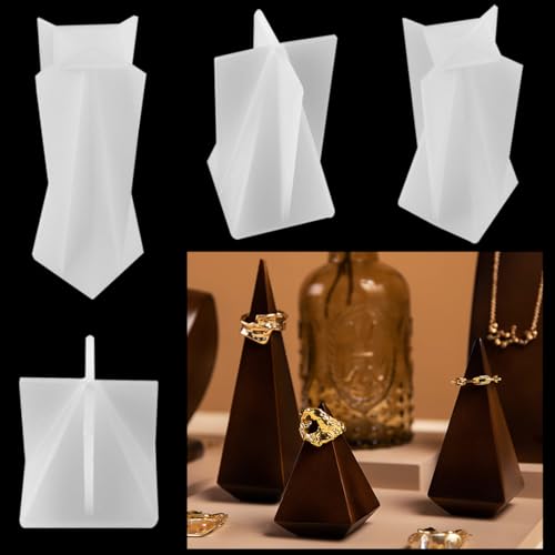 Voyyphixa 4 Stück Pyramide Silikonformen Epoxidharz Harz Gießen Kegelwürfel Pyramide Harzformen Prismen Epoxidharz Form für Schmuck Silikon Form Kegelform Gussformen für DIY Handwerk von Voyyphixa