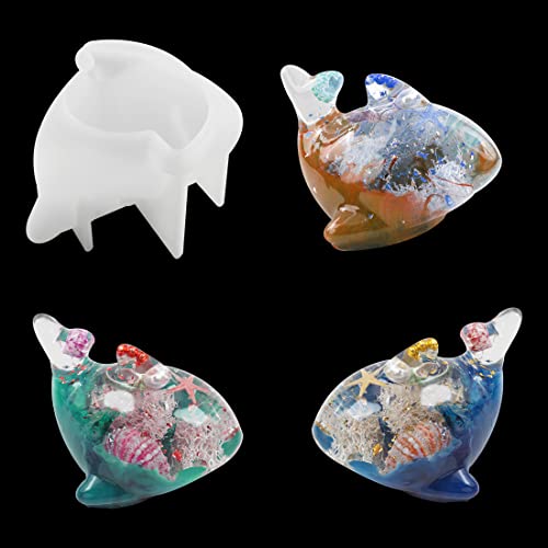 Voyyphixa Delfin Silikonformen Epoxidharz, 3D Tiere Resin Gießformen Harzform Gießform Fondant Silikonform Resin Mold für Schreibtisch, Schränke, Büro, Kunstdekoration (Dolphin) von Voyyphixa