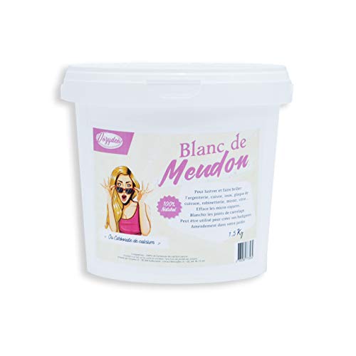 Vozydeo White de Meudon Calciumcarbonat, 1,5 kg Eimer, Mehrzweck-Pflegeprodukt, reinigt und glänzt, ideal für Fenster und Spiegel, natürlicher Ursprung, Premium-Qualität von VOZYDEO