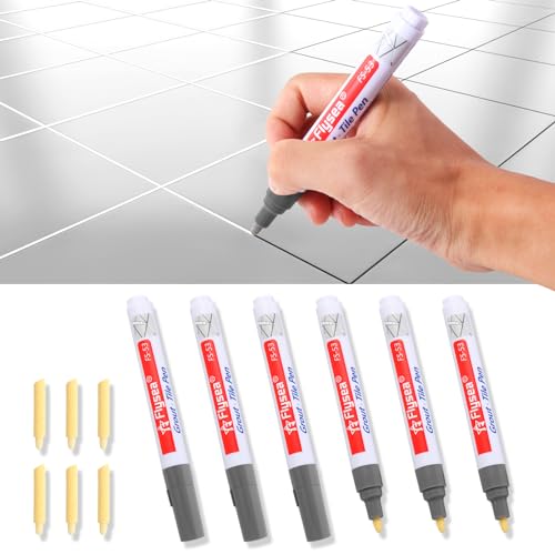 Fugenstift Grau, 6 Stück Fugenstift Fugenmörtel mit Ersatzspitze, Wasserfest Fugenstift Anthrazit Lackstift Stift Fugen Reparatur Marker für Fliesen Wand Boden Von Fliese Badezimmer Und Küche von Vozitug