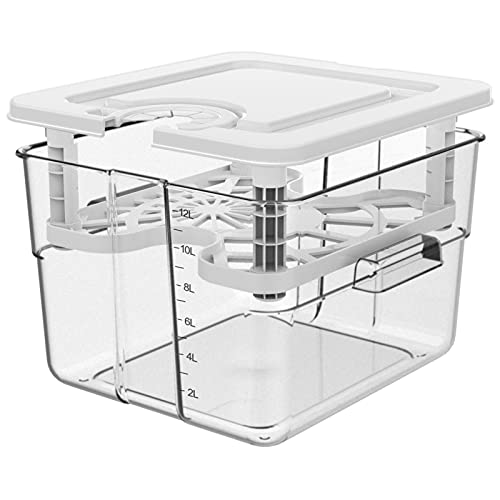 Sous-Vide-Behälter mit Deckel und Rack, Sous-Vide-Behälter, Sous Vide-Kochbehälter, Topf, 12,6 l, Slow Cooker-Behälter, kompatibel mit den meisten Sous-Vide-Herden von Vpcok Direct