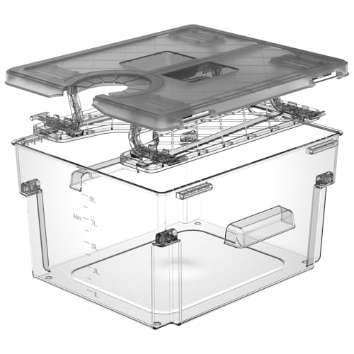 Sous-Vide-Behälter mit Deckel und integriertem Gestell, Doppeltür-Design, 11,6 QT, Sous-Vide-Behälter, grauer Sous-Vide-Topf für die meisten Sous-Vide-Maschinen von Vpcok Direct