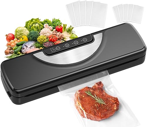 Vakuumiergerät 5 in 1, Vakuumierer sous vide mit Eingebauter cutter, Vacuumiergeraet Folienschweißgerät inkl.10 Vakuumierbeutel und Schlauch, Einschweissgerät Vakuum Sealer für Lebensmittel, aus ABS von Vpcok Direct