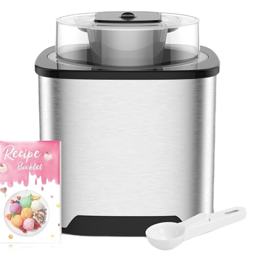 Vpcok Direct Eismaschine Speiseeismaschine aus Edelstahl Eiscrememaschine mit entnehmbarem Eisbehälter, für Eis, Sorbet, Frozen Jogurth inkl. Rezeptheft (ohne Kompressor) von Vpcok Direct