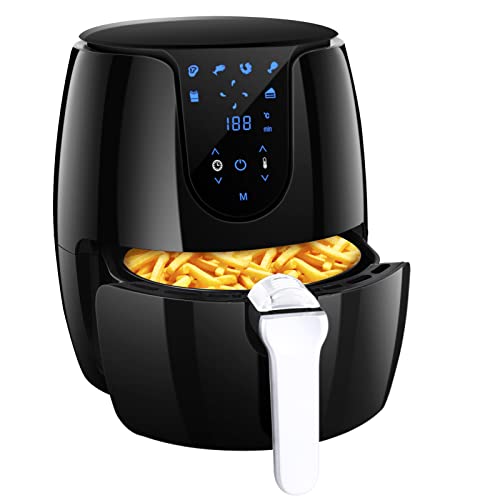 Vpcok Direct Heißluftfritteuse mit 6 Verschiedenen Kochprogrammen 1500W Fritteuse mit Rezeptbuch LED-Touchscreen Heissluftfritteuse ohne Öl, einfach zu reinigen von Vpcok Direct