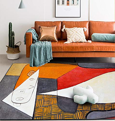 Vqbawmloㅤ Designer Kurzflor Teppich Waschbar Wohnzimmer Teppich mit rutschfest Pflegeleicht Schlafzimmer Teppich Abstrakte geometrische Farbspleißung 120 x 160 cm von Vqbawmloㅤ