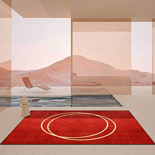 Vqbawmloㅤ Flur Kurzflor Teppich Waschbar rutschfest Teppich Haustür Eingang Küche Schlafzimmer Teppich Modisches, leichtes, luxuriöses, Schlichtes Rot 160 x 180 cm von Vqbawmloㅤ