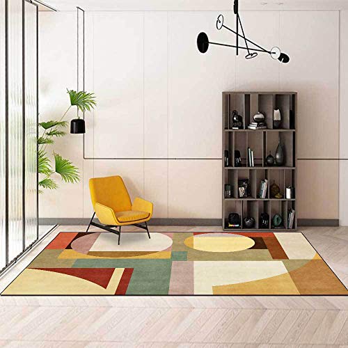Vqbawmloㅤ Kurzflor Modern Teppich rutschfest Waschbar Teppich Schlafzimmer Esszimmer KüChe Teppich Einfache, modische geometrische Spleißfarbe 100 x 160 cm von Vqbawmloㅤ