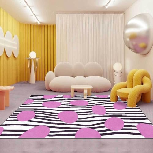 Vqbawmloㅤ Kurzflor Modern Teppich rutschfest Waschbar Teppich Schlafzimmer Esszimmer KüChe Teppich Modische Persönlichkeit schwarz und weiß Kurven 100 x 160 cm von Vqbawmloㅤ