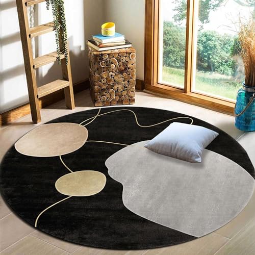 Vqbawmloㅤ Runder Kurzflor Designer Teppich Schlafzimmer rutschfeste Teppiche Dekorative Teppiche für das Wohnzimmer Pflegeleicht Moderne einfache unregelmäßige Punkte, ∅120 cm von Vqbawmloㅤ