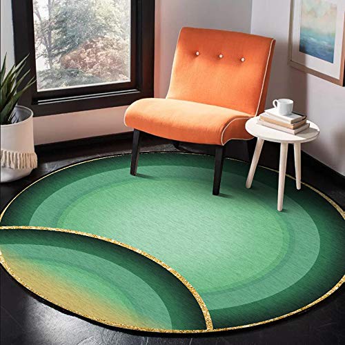 Vqbawmloㅤ Runder Teppich Kurzflor Esszimmer Teppich für Schlafzimmer rutschfest Teppich Dekorative Teppiche für das Wohnzimmer Moderner frischer grüner Halbkreis, ∅80 cm von Vqbawmloㅤ