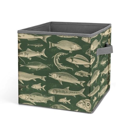Vqqkasmn Faltbare Aufbewahrungskörbe für Spielzeug, Bücher, Regale, Schrank, Retro-Fisch, bedruckt, große Aufbewahrungsbox mit Seilgriffen Vqqkasmn Faltbare Aufbewahrungskörbe für Spielzeug, Bücher, Regale, Schrank, Retro-Fisch, bedruckt, große Aufbewahrungsbox mit Seilgriffen von Vqqkasmn