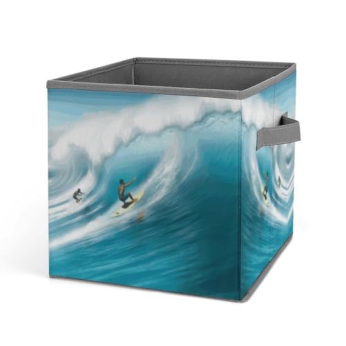 Vqqkasmn Faltbare Aufbewahrungskörbe zum Organisieren von Spielzeug, Büchern, Regalen, Schrank, Surfen, bedruckt, große Aufbewahrungsbox mit Seilgriffen Vqqkasmn Faltbare Aufbewahrungskörbe zum Organisieren von Spielzeug, Büchern, Regalen, Schrank, Surfen, bedruckt, große Aufbewahrungsbox mit Seilgriffen von Vqqkasmn