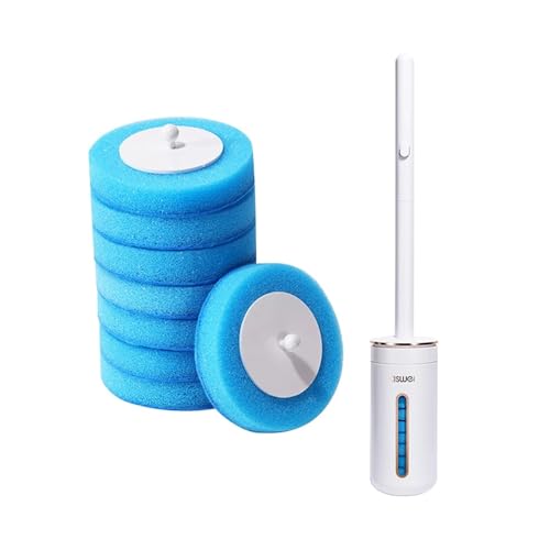 Vqxmhrpw Einweg-Toilettenbürstenreiniger, 48–8 Stück, Mit Ersatzbürstenkopf, Wandmontiertes Reinigungswerkzeug for Badezimmer-WC-Zubehör(8pcs with Brush) von Vqxmhrpw