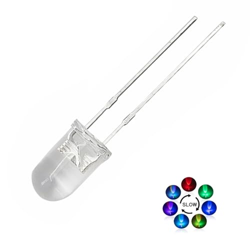 100 Stück 5MM RGB LED Dioden 3,0-3,4V, 20mA langsam blinkenden Leuchtdioden, mehrfarbige Dynamische 5mm LEDs für DIY, Lichtprojekt, Handarbeit von Vrabocry