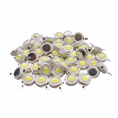 Vrabocry 100 Stücke High Power Led Chip 1 Watt Super Helle Intensität SMD Light Emitter Komponenten Diode Lampe Lampe Perlen Chip DIY Leuchten für Flutlicht Scheinwerfer Weißes Licht 6000k von Vrabocry