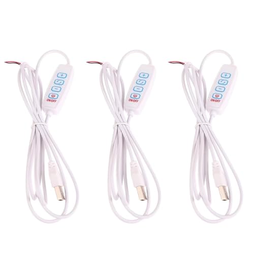3 Stück 1.5M USB 5V LED Tri-Color Dimming Color Switch Kabeldimmer 4-Key Controller 2CH für Niedrigspannung LED CCT Bicolor Licht (Weiß) von Vrabocry