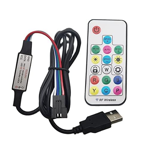Vrabocry LED-Controller, 5 V, USB, 4-polig, Mini-17-Tasten, RF-Fernbedienungseffekt für WS2813, individuell adressierbare Lichtstreifen von Vrabocry