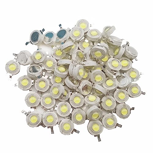 Vrabocry 50pcs High Power geführter Chip 3W Kaltweiß (10000K-15000K-560mA-700mA mit DC 3V-3.4V mit 3 Watt) SMD COB Licht Emitter Komponenten Diode 3 W Birne Lampe Perlen DIY Beleuchtung von Vrabocry