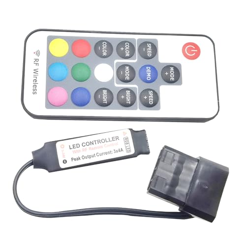 DC12V RGB Controller Mini RF17 Tasten Fernbedienung Drahtlose Große 4-Pin RGB Controller für PC Computer Fall 5050 LED Streifen Beleuchtung (12V 4Pin Molex) von Vrabocry