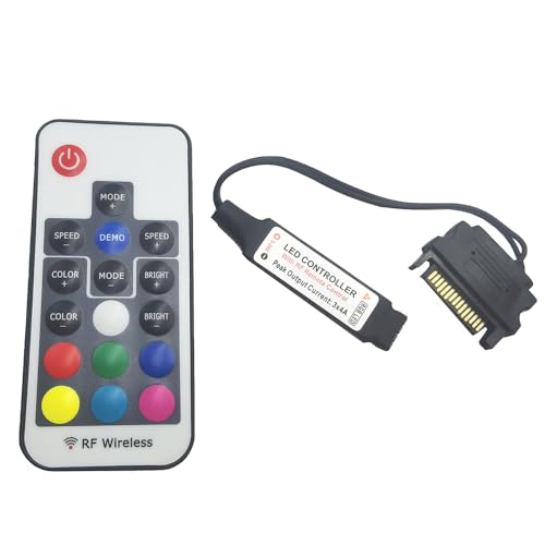DC12V RGB Controller Mini RF17 Tasten Fernbedienung Drahtlose Große 4-Pin RGB Controller für PC Computer Fall 5050 LED Streifen Beleuchtung (12V 4Pin SATA) von Vrabocry