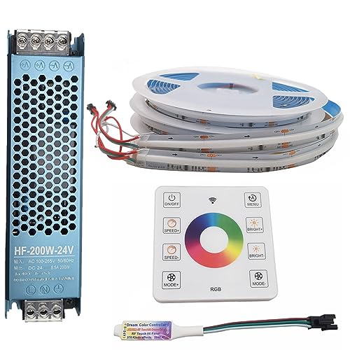 FCOB RGB IC LED Lichtstreifen WS2811 Adressierbare 720LEDs Traumfarbe DC24V 10M COB Fließendes Wasser Hochflexibel mit RF Touch Panel Controller 24V 200W Netzteil von Vrabocry