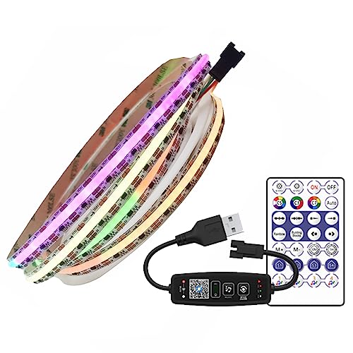 FCOB RGB USB LED Streifen Kit 2M 720LEDs/m COB FOB RGB DC5V IP30 Nicht Wasserdicht LED Strip Mit 5V Bluetooth Musik 28 Tasten Fernbedienung DIY Heimdekoration von Vrabocry