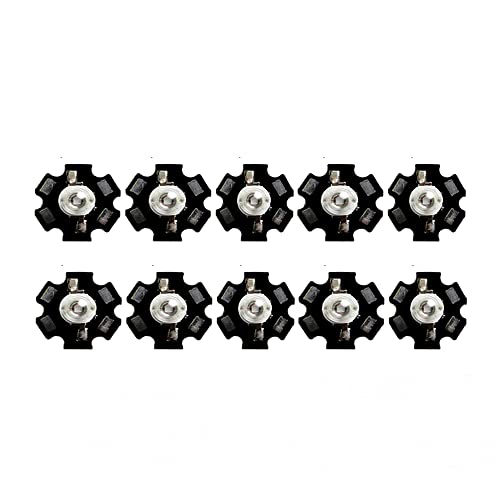 Vrabocry 10pcs High Power LED Chip 3W lila Ultraviolett (UV 395 nm/400 mA h700 mA/DC 3.2 V.3.6 V/3 Watt) SMD COB Licht Transmitter mit 20mm PCB Aluminium PCB von Vrabocry