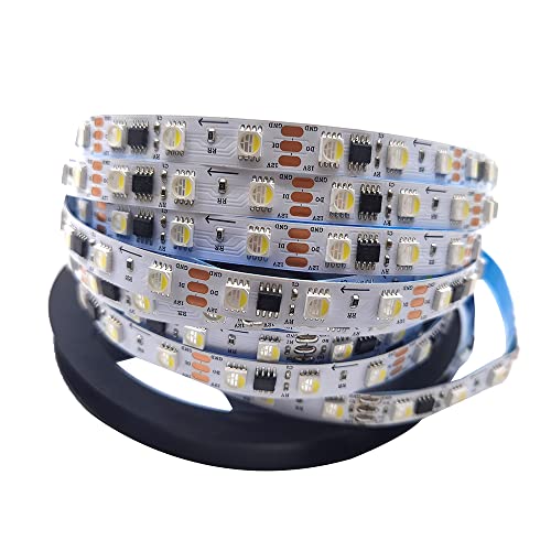 Vrabocry 12V 24V TM1814 RGBW RGBWW LED Streifen SMD 5050 Chip 4 IN 1 Programmierbare Address Smart Pixel Band licht 5M 60LEDs/M IP30 IP67 (IP30 nicht wasserdicht, 12V Rgb+ Weiß) von Vrabocry