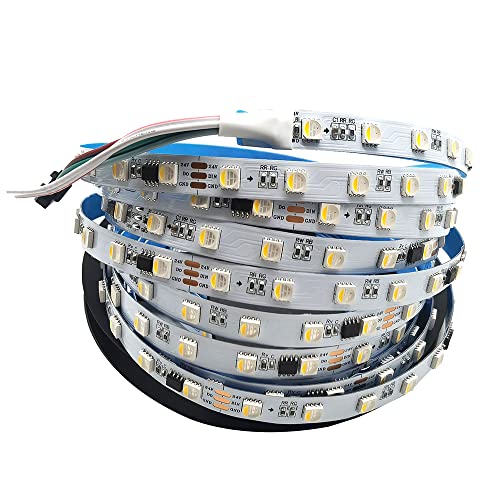 Vrabocry 12V 24V TM1814 RGBW RGBWW LED Streifen SMD 5050 Chip 4 IN 1 Programmierbare Address Smart Pixel Band licht 5M 60LEDs/M IP30 IP67 (IP30 nicht wasserdicht, 24V Rgb+ Warmweiß) von Vrabocry