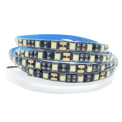 Vrabocry 12V Weiß LED Streifen Licht 5M Strip Lichtband Schwarz PCB Board 5050 IP65 Wasserdicht 300 LEDs Farbwechsel Band Leiste Lichtleiste für Schlafzimmer, Küche Dekoration von Vrabocry