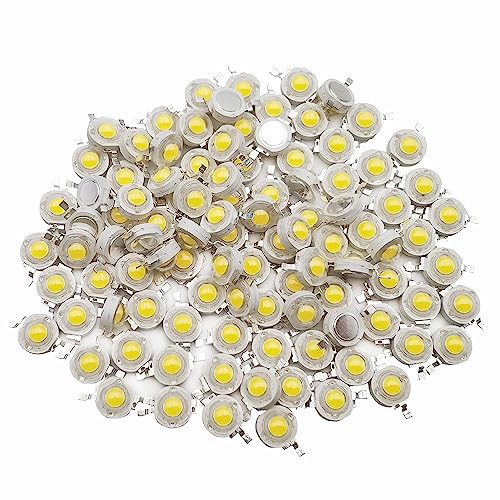 Vrabocry 50-pcs High Power Led Chip 3W Warmweiß (3000K-3500K mit Eingang 560mA-700mA Anschluss DC 3V-3.4V mit 3 Watt) Super helle Intensität SMD COB Licht Emitter Komponenten Diode 3 W Birne Lampe von Vrabocry