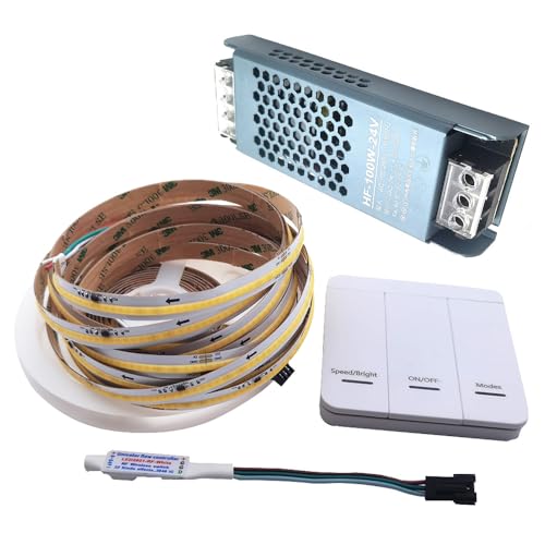 Vrabocry 5M/Roll WS2811 COB Laufendes Wasser Fließendes Pferderennen, das Kaltes Weiß LED Streifen Licht Pixel Band DC24V 360LEDs/m verfolgt mit RF Controller 24V Netzteil Vrabocry 5M/Roll WS2811 COB Laufendes Wasser Fließendes Pferderennen, das Kaltes Weiß LED Streifen Licht Pixel Band DC24V 360LEDs/m verfolgt mit RF Controller 24V Netzteil von Vrabocry