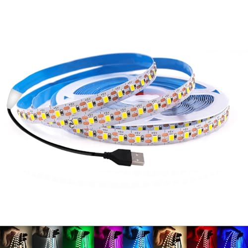 Vrabocry 5V 2835 LED Strip Light 5mm PCB Breite 120Leds / m 1 LED pro Schnitt Eisblau 5M Flexible Band Banddiode USB Lichter für Raumdekoration von Vrabocry