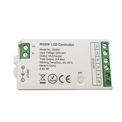 Vrabocry C04RF 2.4Ghz RGBW LED Controller für 5050RGBW LED-Streifen Arbeit mit Tuya Gateway LM096 RF-Fernbedienung Dimmer Farbe ändern von Vrabocry