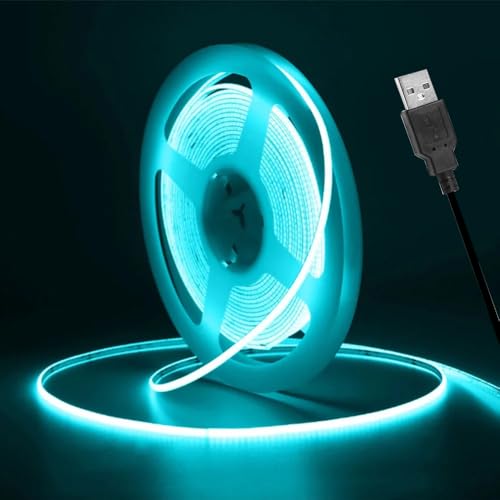Vrabocry COB LED Streifen 16.4ft 5V USB LED Strip Eisblau 3mm Breite 400 LEDs/m Lichtleiste LED Band Selbstklebend Stripes für TV Hintergrundbeleuchtung DIY Dekorative Beleuchtung Vrabocry COB LED Streifen 16.4ft 5V USB LED Strip Eisblau 3mm Breite 400 LEDs/m Lichtleiste LED Band Selbstklebend Stripes für TV Hintergrundbeleuchtung DIY Dekorative Beleuchtung von Vrabocry