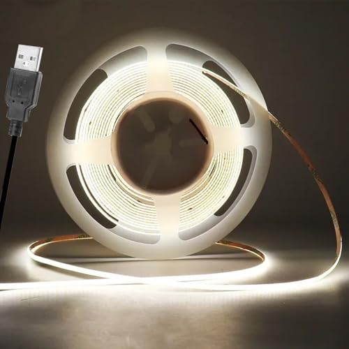 Vrabocry COB LED Streifen 16.4ft 5V USB LED Strip Natürlich weiß 3mm Breite 400 LEDs/m Lichtleiste LED Band Selbstklebend Stripes für TV Hintergrundbeleuchtung DIY Dekorative Beleuchtung Vrabocry COB LED Streifen 16.4ft 5V USB LED Strip Natürlich weiß 3mm Breite 400 LEDs/m Lichtleiste LED Band Selbstklebend Stripes für TV Hintergrundbeleuchtung DIY Dekorative Beleuchtung von Vrabocry