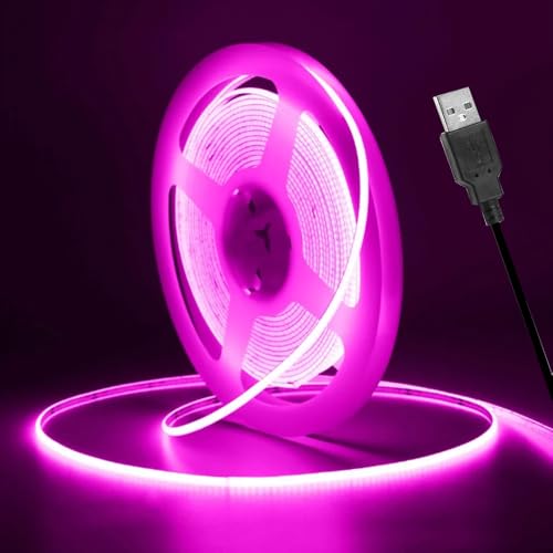 Vrabocry COB LED Streifen 16.4ft 5V USB LED Strip Rosa 3mm Breite 400 LEDs/m Lichtleiste LED Band Selbstklebend Stripes für TV Hintergrundbeleuchtung DIY Dekorative Beleuchtung Vrabocry COB LED Streifen 16.4ft 5V USB LED Strip Rosa 3mm Breite 400 LEDs/m Lichtleiste LED Band Selbstklebend Stripes für TV Hintergrundbeleuchtung DIY Dekorative Beleuchtung von Vrabocry