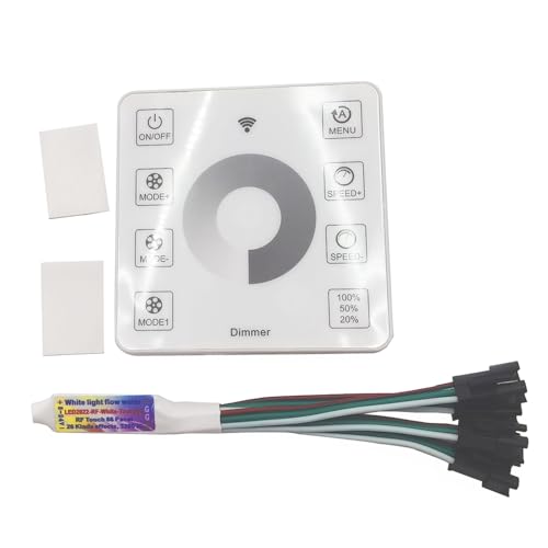 Vrabocry DC12-24 RF LED Pixel Streifen Controller led Licht Flow Wasser Wireless Touch Dimmer Panel für WS2811 Laufendes Wasser Fließendes Pferderennen Streifen Licht (1To4 Steuerung) von Vrabocry