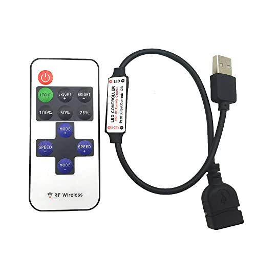 Vrabocry DC5-24V 11 Tasten Mini USB Rf Wireless Dimmer Fernbedienungs-LED-Controller für 5050/2835 einfarbige LED-Streifen von Vrabocry