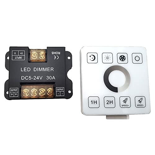 Vrabocry Dimmer LED Controller Touch Panel Fernbedienung RF DC 5-24V 15A*2(12V Max 360W，24V Max 720W) drahtlose Fernbedienung Abstand 20m Wand befestigte für 5050,2835,COB Einfarbig LED Streifen von Vrabocry