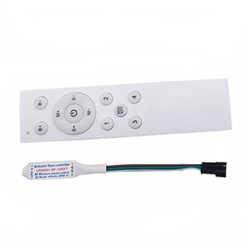 Vrabocry LED Pixel Streifen Controller DC12-24 RF 12key Drahtlose Fernbedienung für WS2811 Laufendes Wasser Unicolor Fließendes Pferderennen Streifen Licht (Weiß) von Vrabocry