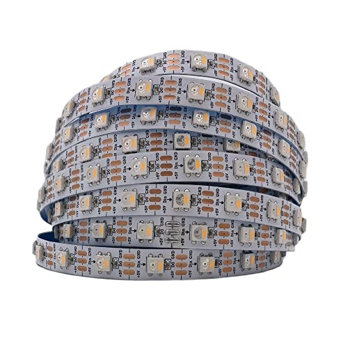 Vrabocry RGBW RGBWW Warmes Weiß SK6812 (ähnlich WS2812B) 5m 60leds/pixels/m Individuell adressierbar Flexibel 4 farbe in 1 LED Traumfarbe LED Streifen nicht-wasserdicht IP30 DC5V Weiß PCB von Vrabocry