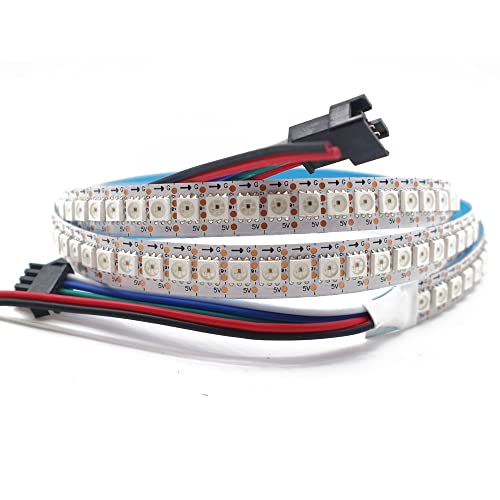 Vrabocry SK9822 (ähnlich APA102C) Individuell adressierbar 3.2ft 1m 144 Pixel/LEDs/m 144LEDs IP30 Nicht-wasserdichtes Weiß PCB DATA und CLOCK separat DC5V Full Color von Vrabocry