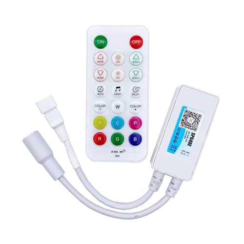 Vrabocry Smart Bluetooth LED Licht Controller DC 5V 12V 24V SPI/TTL adressierbare Pixel Lampen Streifen Musik Dimmer Rf 2.4G Wireless Remote (SP648E) von Vrabocry
