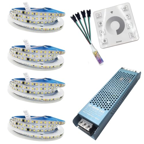 Vrabocry WS2811 2835 120Led/m Fließendes Wasser Fließendes Pferderennen, das LED Streifen Licht Pixel Band DC24V 4Rollex5m Flexible kühle natürlich weiß+Wireless Touch Controller+ 24V 500W Netzteil von Vrabocry