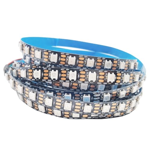Vrabocry WS2812B RGBIC LED Streifen Licht 74/96 Pixel/Leds/m WS2812 einzeln adressierbar Smart Led Band IP30/65/67 DC5V (Schwarz Pc Ip30, 16,4FT 96LED/m) von Vrabocry