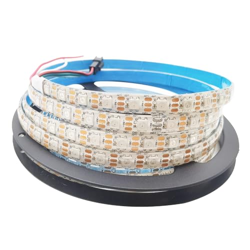 Vrabocry WS2812B RGBIC LED Streifen Licht 74/96 Pixel/Leds/m WS2812 einzeln adressierbar Smart Led Band IP30/65/67 DC5V (Weiß Pc Ip65, 16,4FT 74LED/m) von Vrabocry