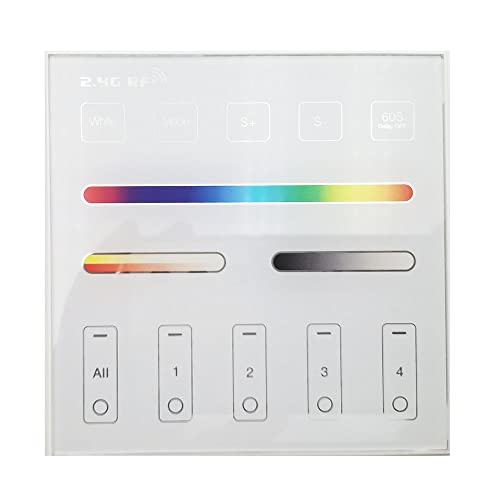 WR01RF Wireless 2,4G RF 4 Zonen RGB/RGBW/RGBCCT Wandmontage Smart Panel Fernbedienung Angetrieben durch 2pcs AAA Batteries 3V Arbeit mit LM052 LM053 C03W C04W C05W usw Controller von Vrabocry